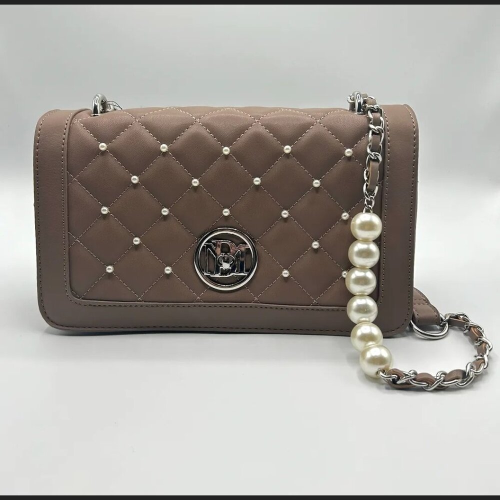 Badgley Mischka Quilted Faux Leather & Faux Pearl Crossbody Bag